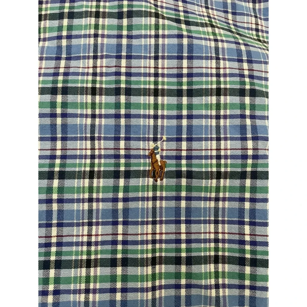 Polo Ralph Lauren Plaid Button Down Shirt Mens 3XLT Flesh Pony Preppy Big & Tall